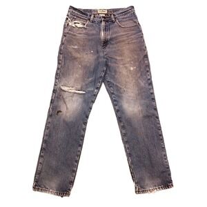 LL Bean Flannel Lined Jeans Men's 32x30 Blue Classic Fit Distressed Grunge‎